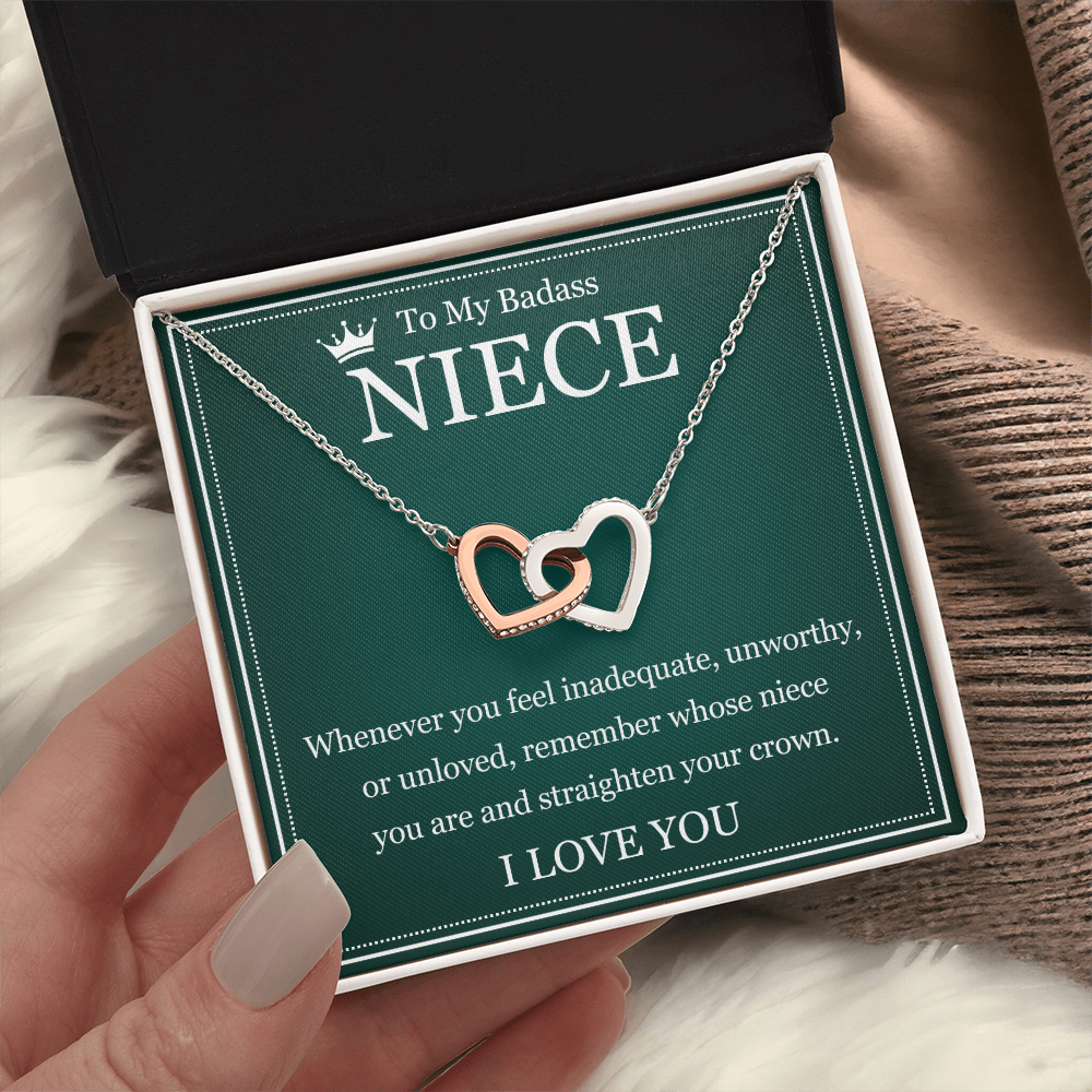 Interlocking  Heart Necklace - To My Badass Niece