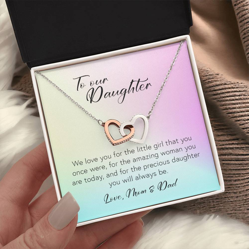 To My Daughter, Interlocking Hearts Necklace