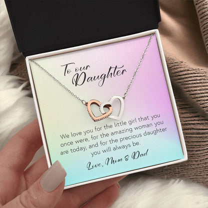 To My Daughter, Interlocking Hearts Necklace