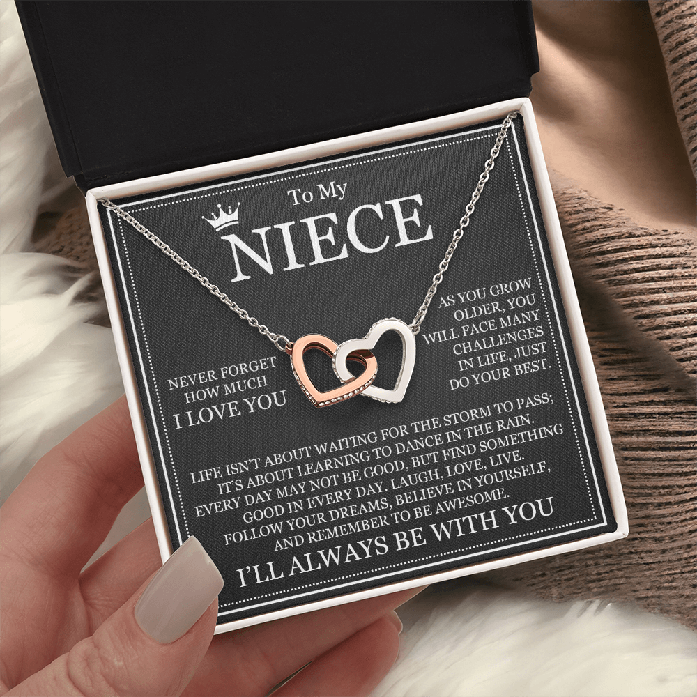 Interlocking Hearts Necklace - To My Niece "Never Forget How Much I Love You"