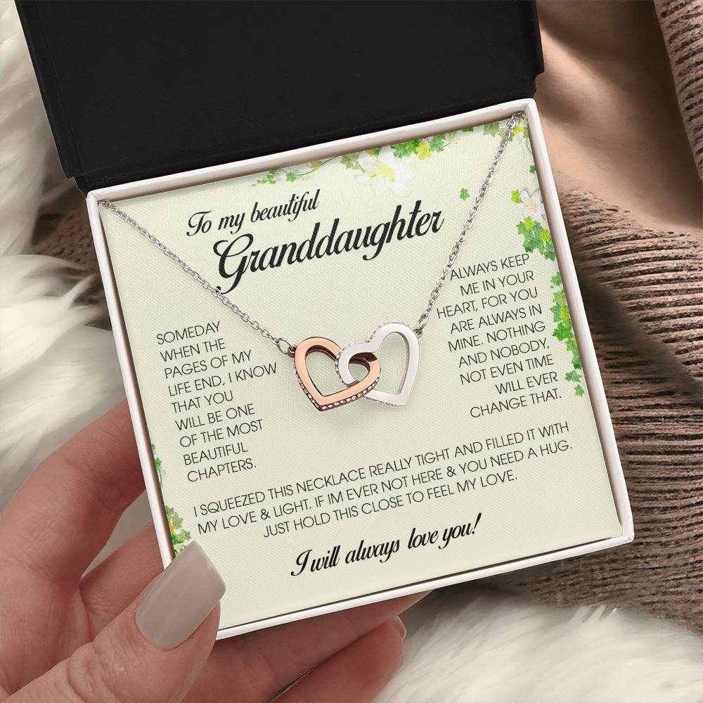 To My Beautiful Granddaughter, Interlocking Heart Necklace