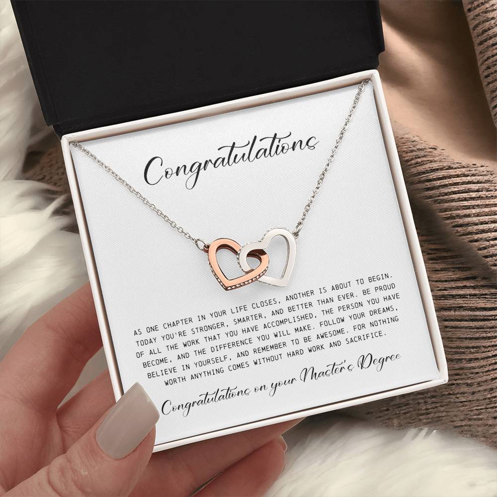 Master's Degree Gift for Her, Interlocking Hearts Necklace
