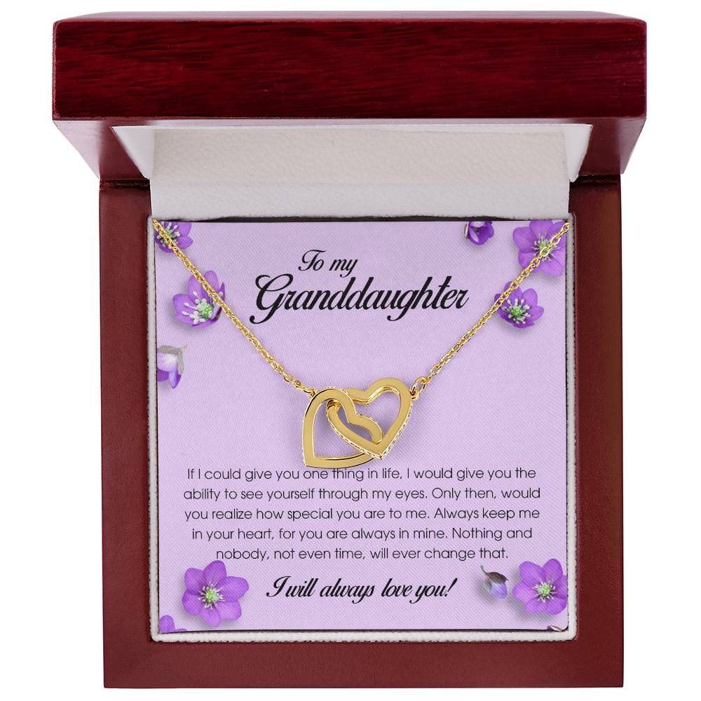 To My Granddaughter, Interlocking Heart Necklace