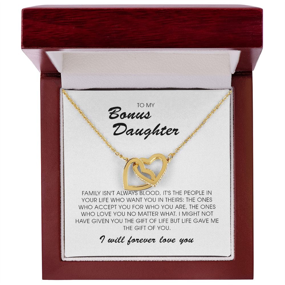 Interlocking Hearts Necklace, To My Bonus Daughter