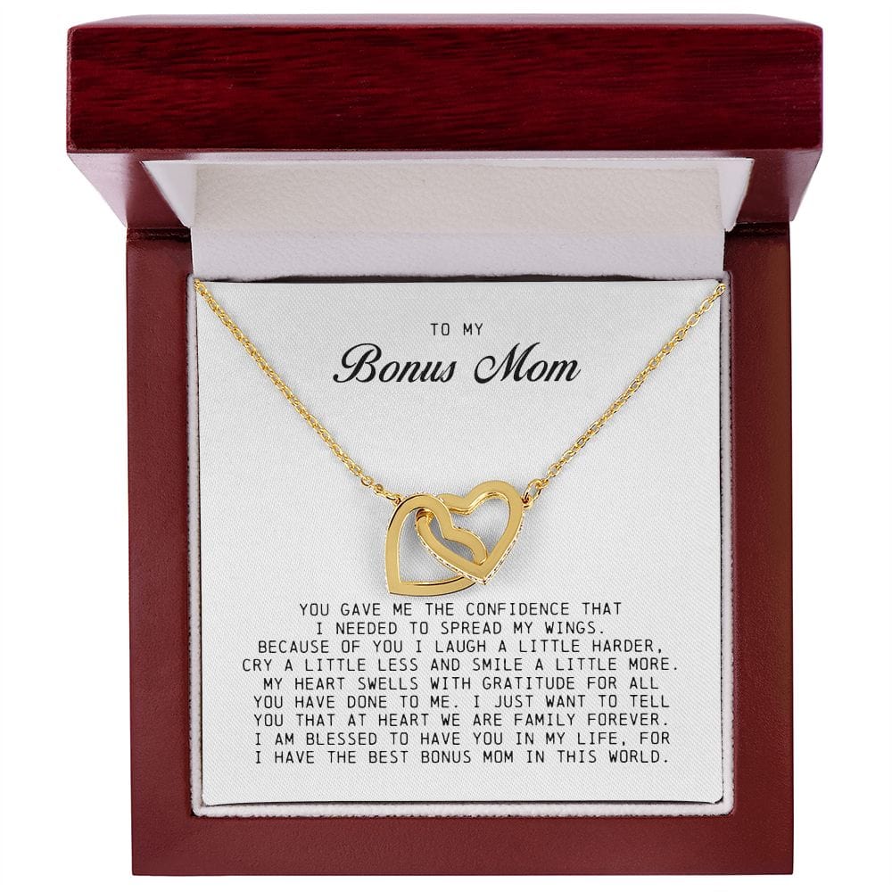 To My Bonus Mom, Interlocking Hearts Necklace