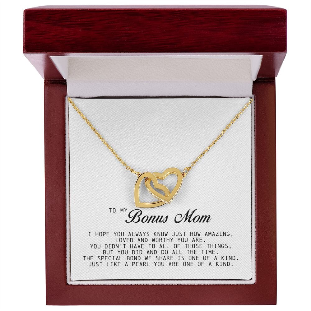To My Bonus Mom, Interlocking Hearts Necklace