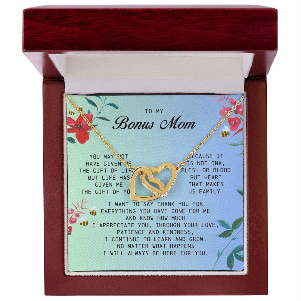 To My Bonus Mom, Interlocking Hearts Necklace
