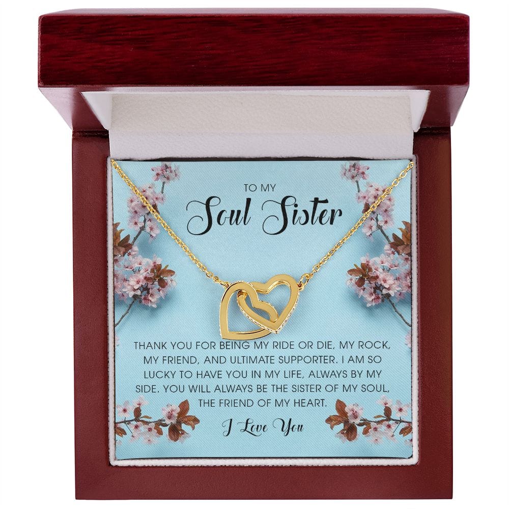 To My Soul Sister, Interlocking Hearts Necklace
