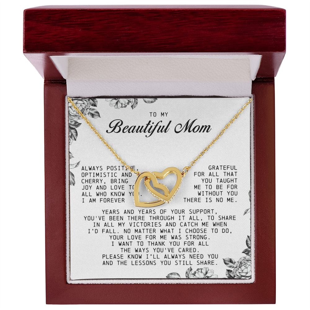 To my Beautiful Mom, Interlocking Hearts Necklace, Mother's Day Gift