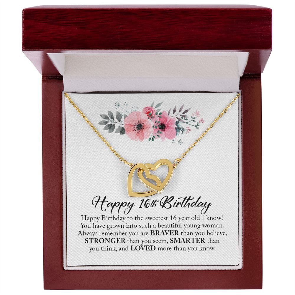 Happy 16th Birthday, Interlocking Hearts Necklace