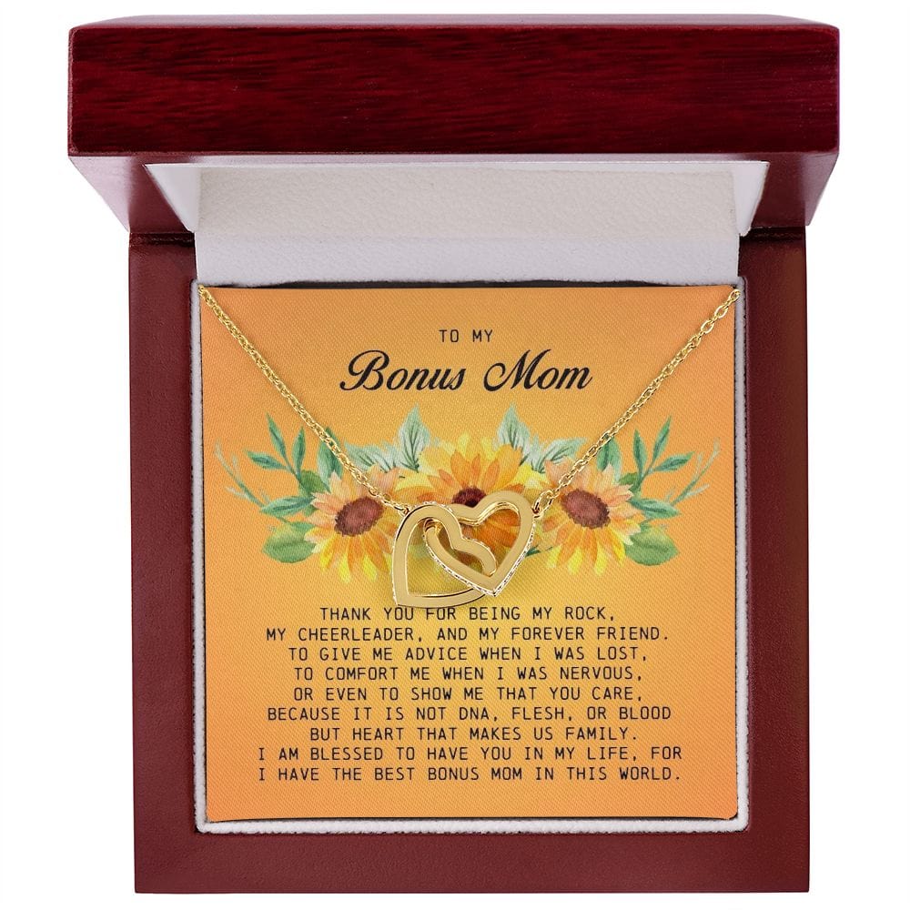 To My Bonus Mom, Interlocking Hearts Necklace
