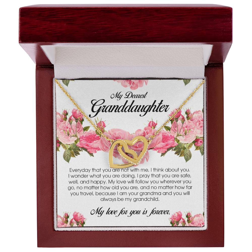 To My Dearest Granddaughter, Interlocking Heart Necklace