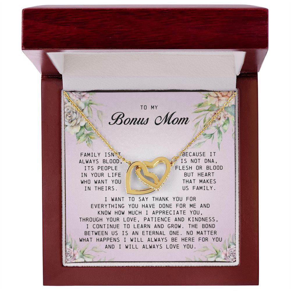 To My Bonus Mom, Interlocking Hearts Necklace