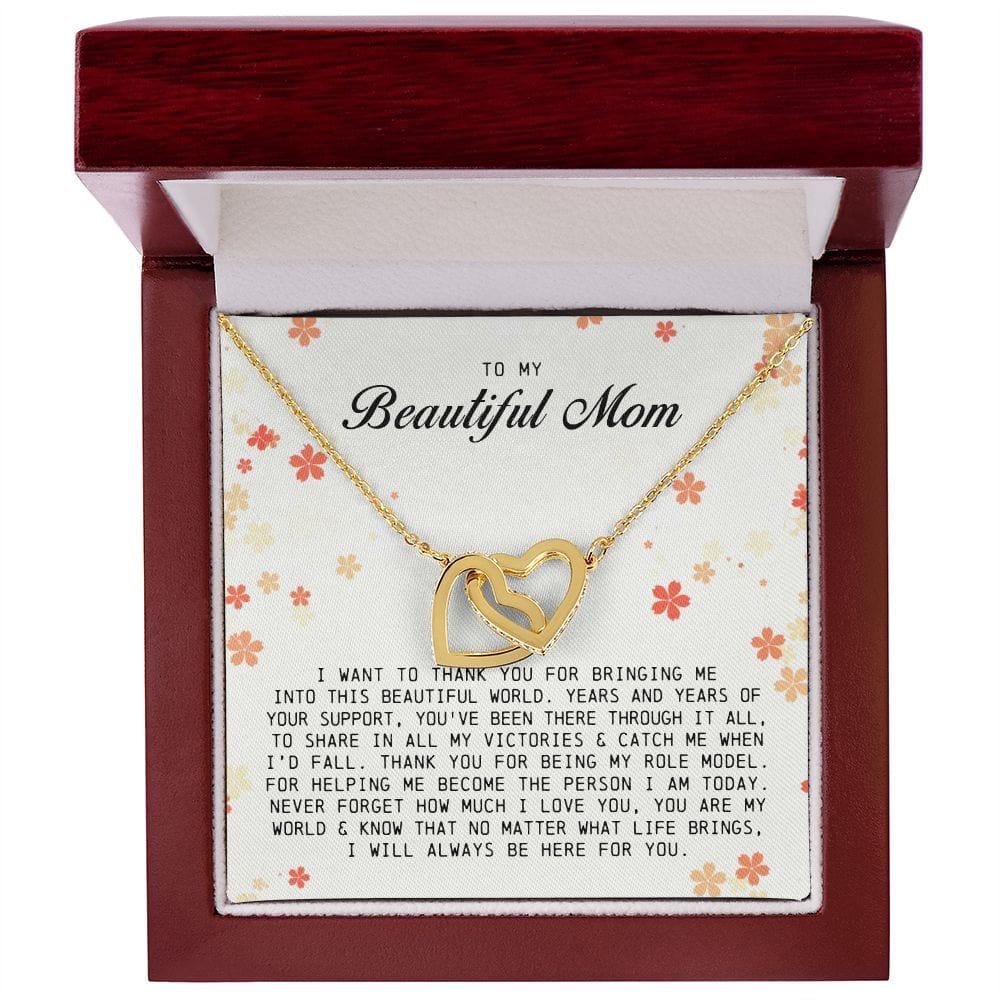 To My Beautiful Mom, Interlocking Hearts Necklace