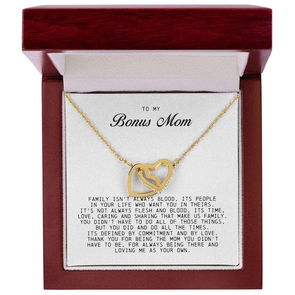 To My Bonus Mom, Interlocking Hearts Necklace