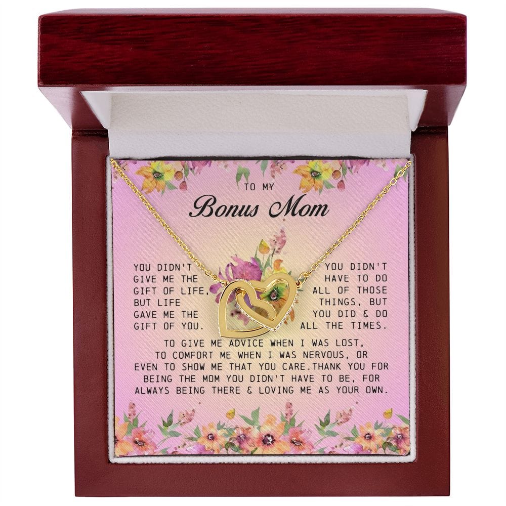 To My Bonus Mom, Interlocking Hearts Necklace