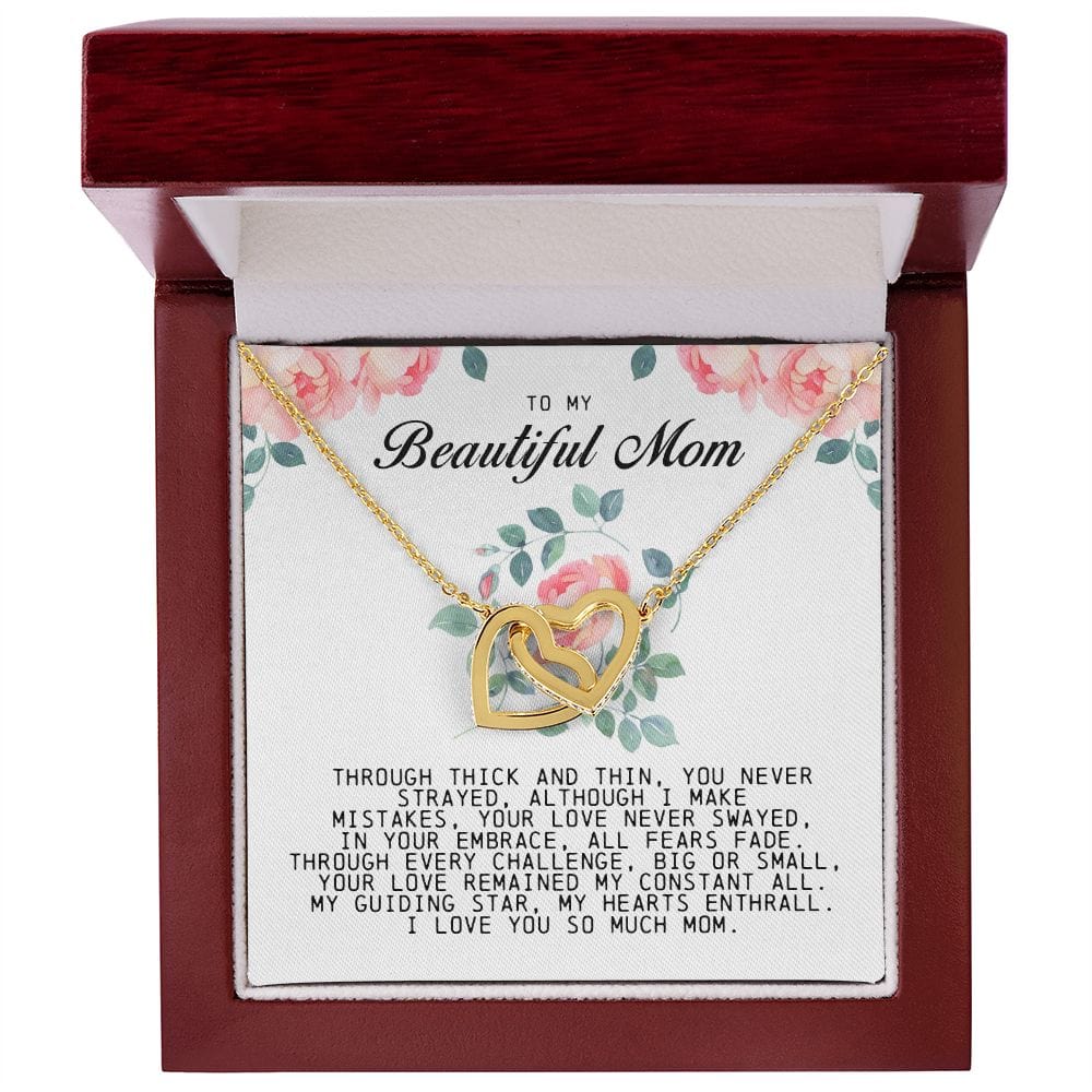 To my Beautiful Mom, Interlocking Hearts Necklace, Mother's Day Gift