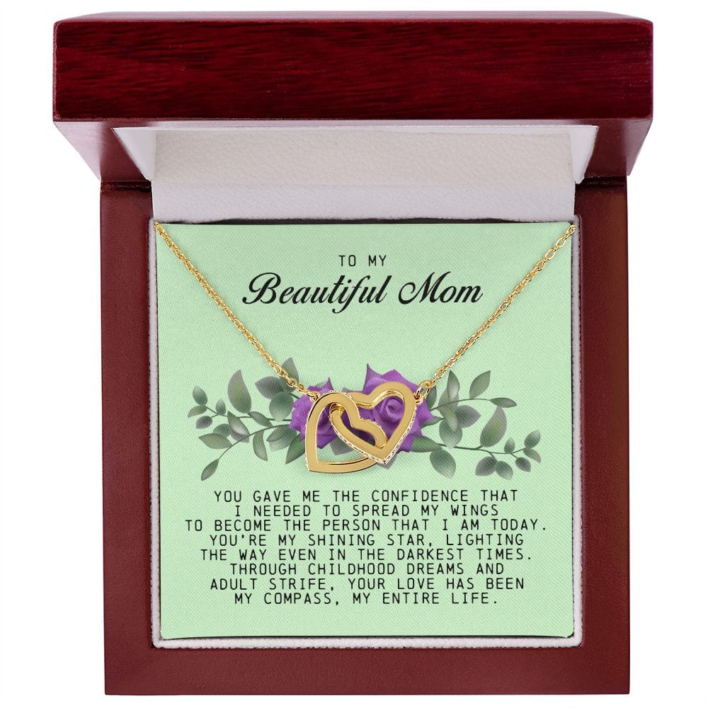 To my Beautiful Mom, Interlocking Hearts Necklace, Mother's Day Gift