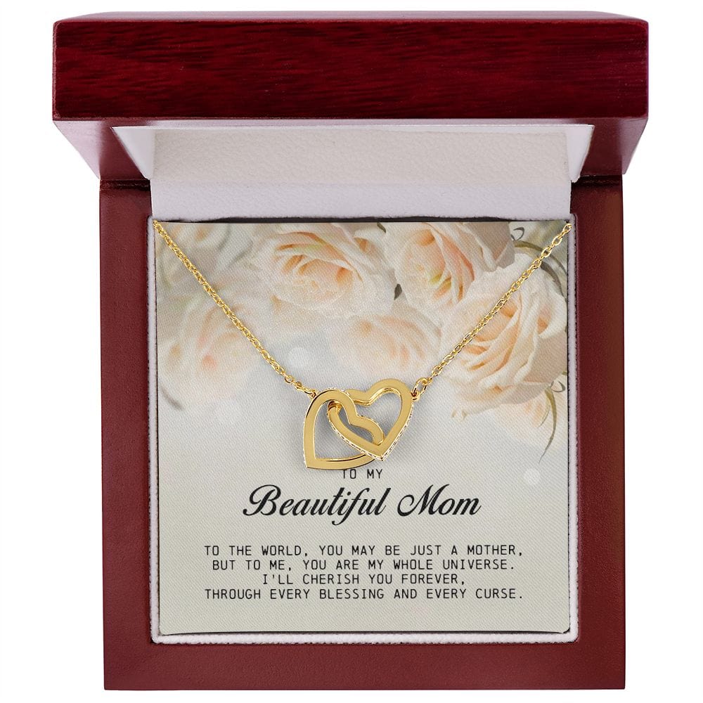 To my Beautiful Mom, Interlocking Hearts Necklace, Mother's Day Gift