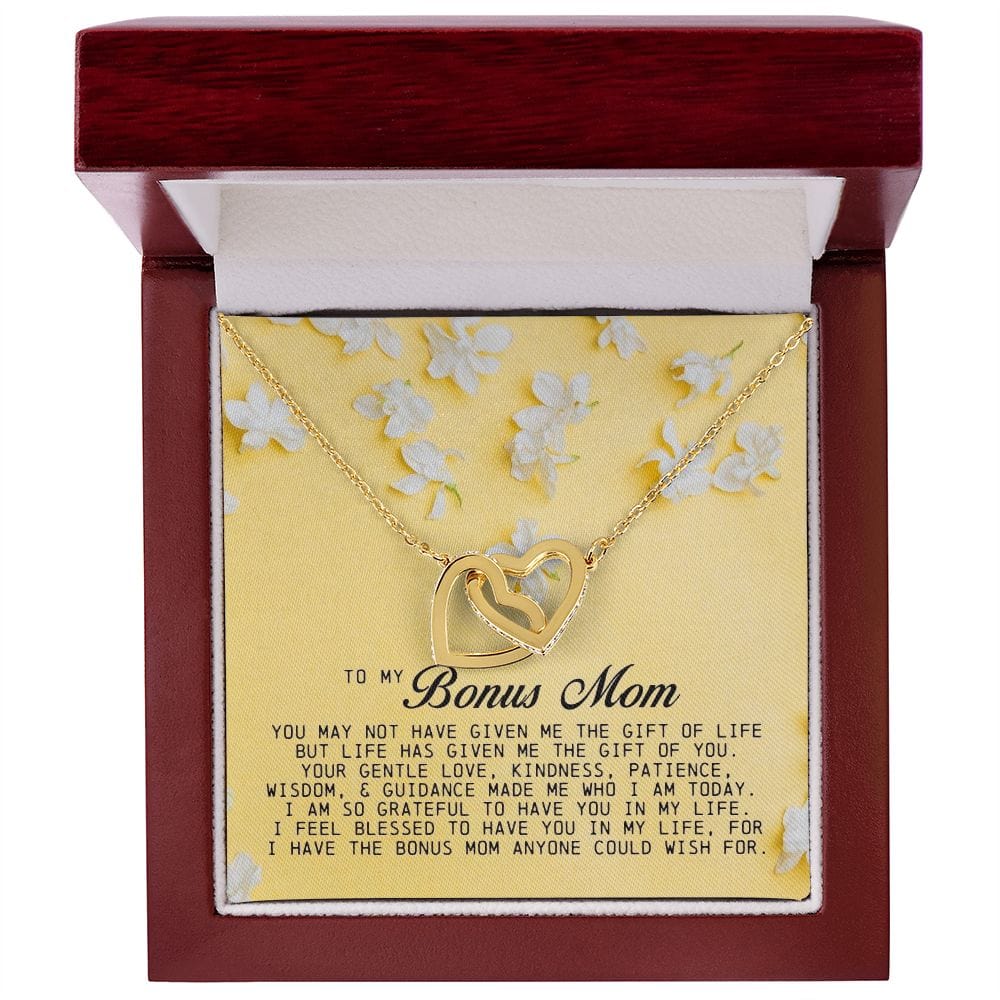 To My Bonus Mom, Interlocking Hearts Necklace