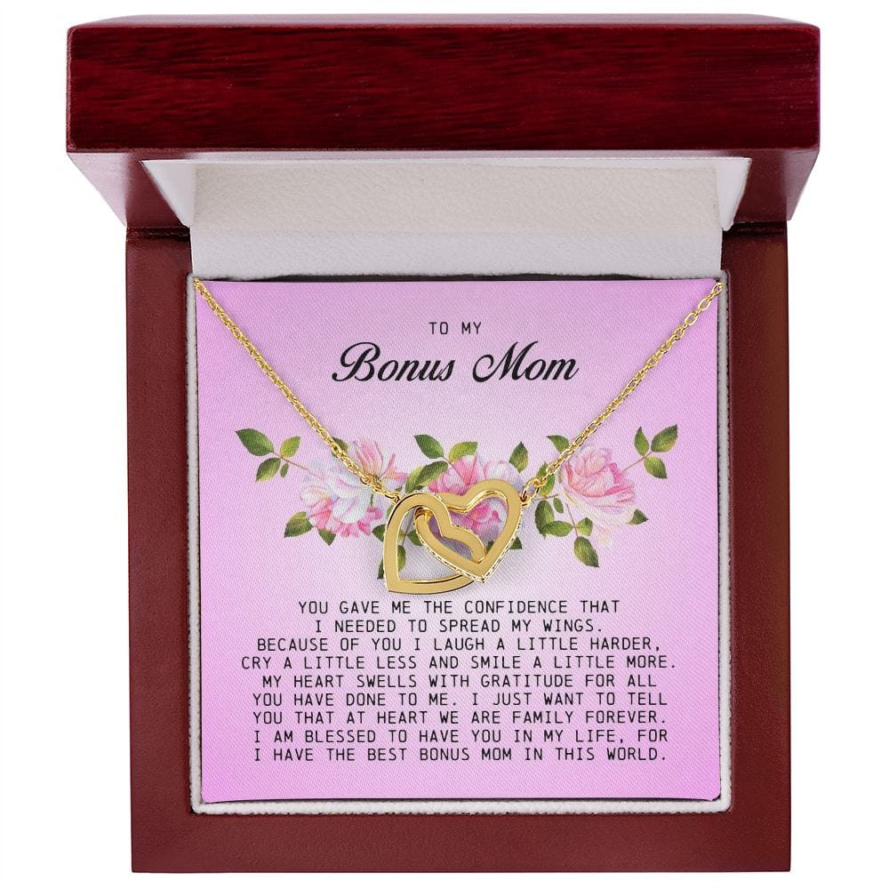 To My Bonus Mom, Interlocking Hearts Necklace