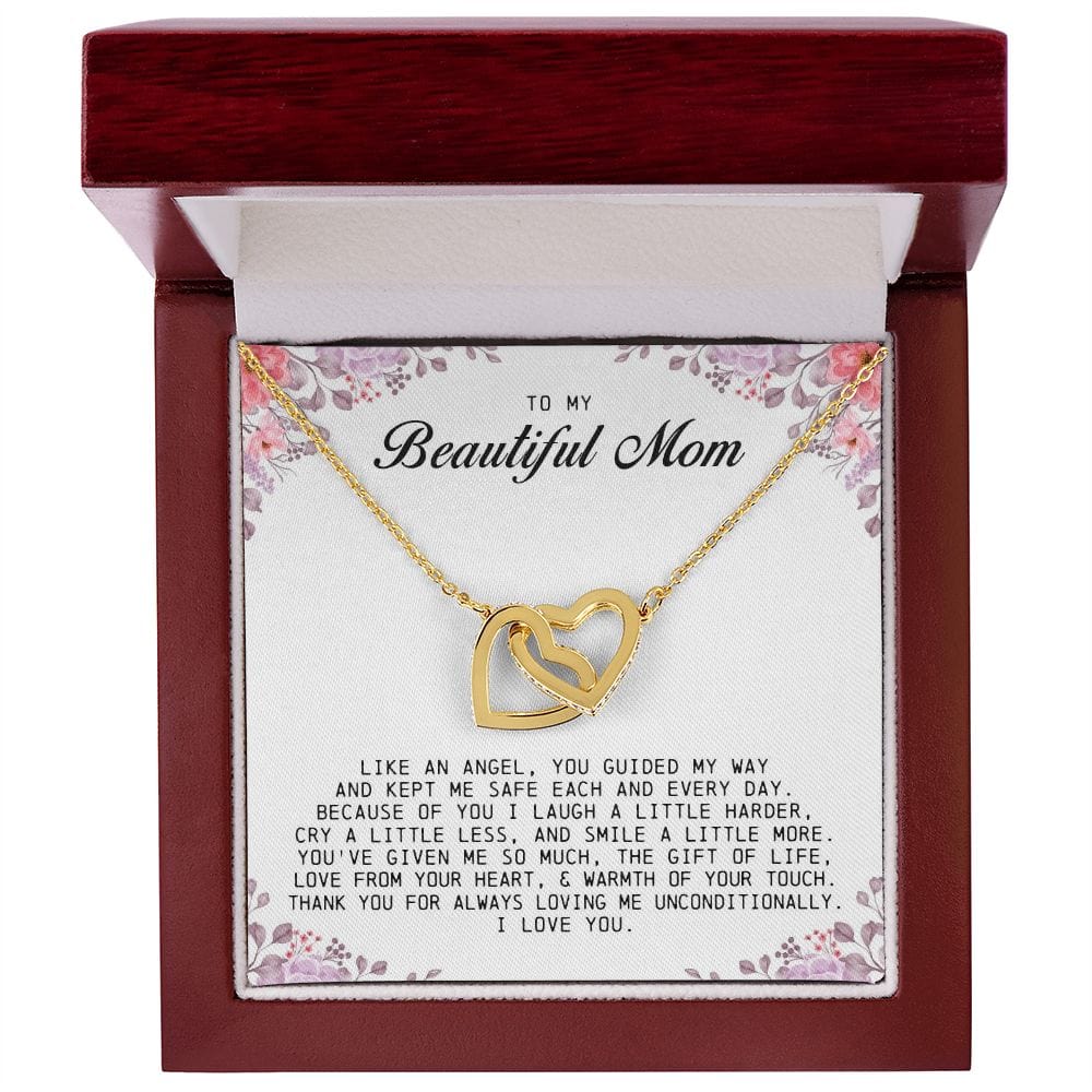To my Beautiful Mom, Interlocking Hearts Necklace, Mother's Day Gift
