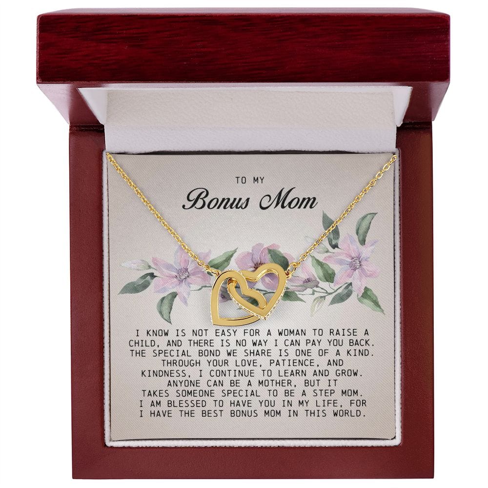 To My Bonus Mom, Interlocking Hearts Necklace