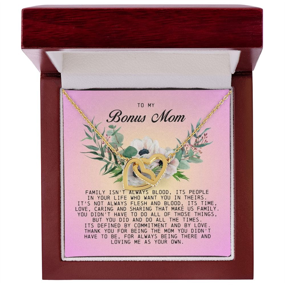 To My Bonus Mom, Interlocking Hearts Necklace