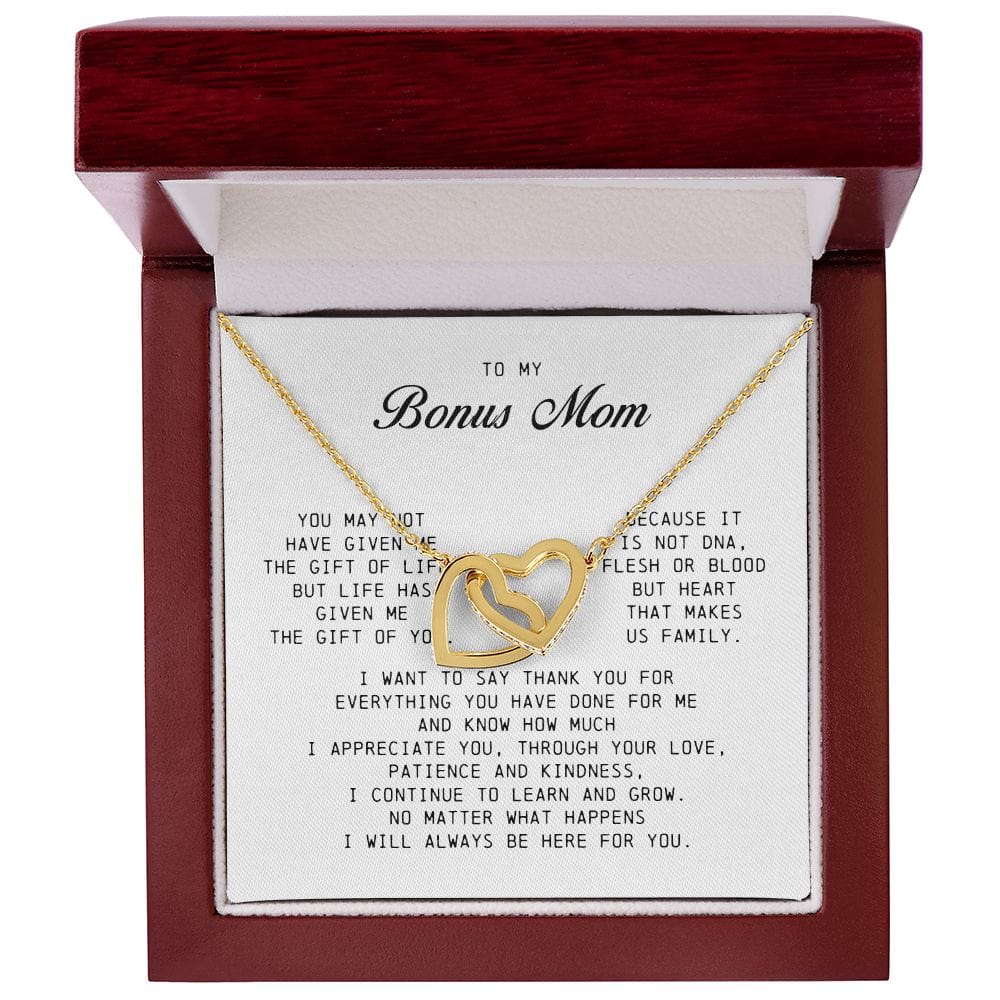 To My Bonus Mom, Interlocking Hearts Necklace