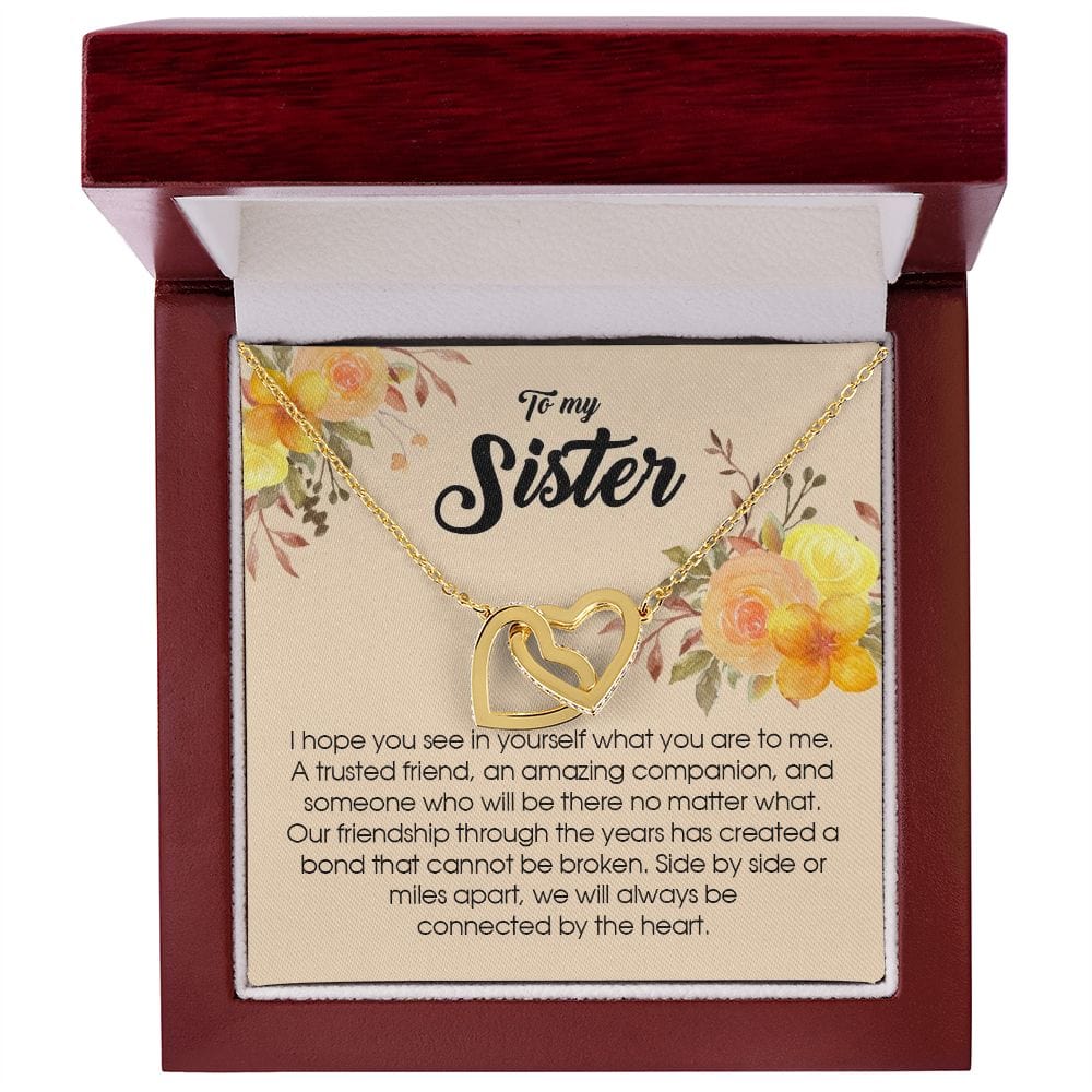 To My Sister, Interlocking Hearts Necklace
