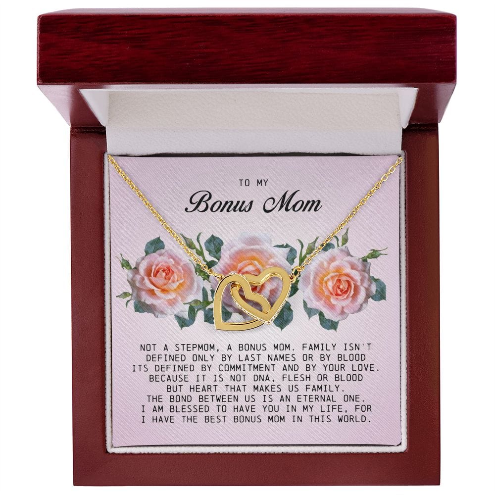 To My Bonus Mom, Interlocking Hearts Necklace