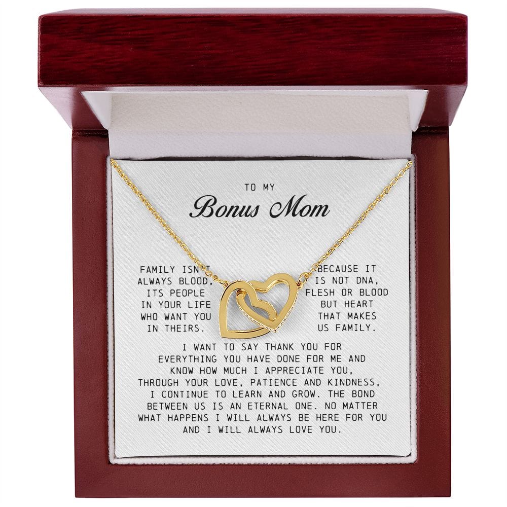 To My Bonus Mom, Interlocking Hearts Necklace