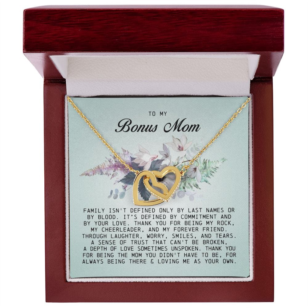 To My Bonus Mom, Interlocking Hearts Necklace