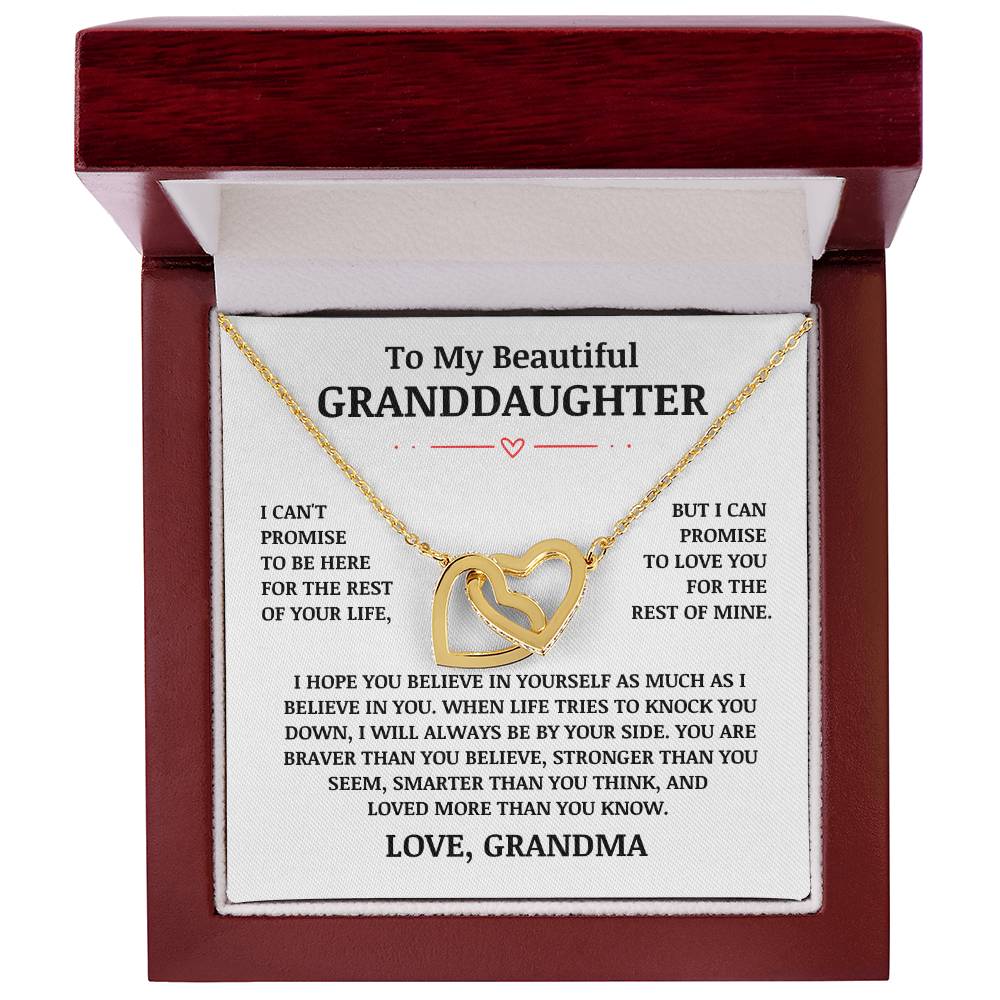 To My Beautiful Granddaughter "I Believe In You" Interlocking Heart Necklace