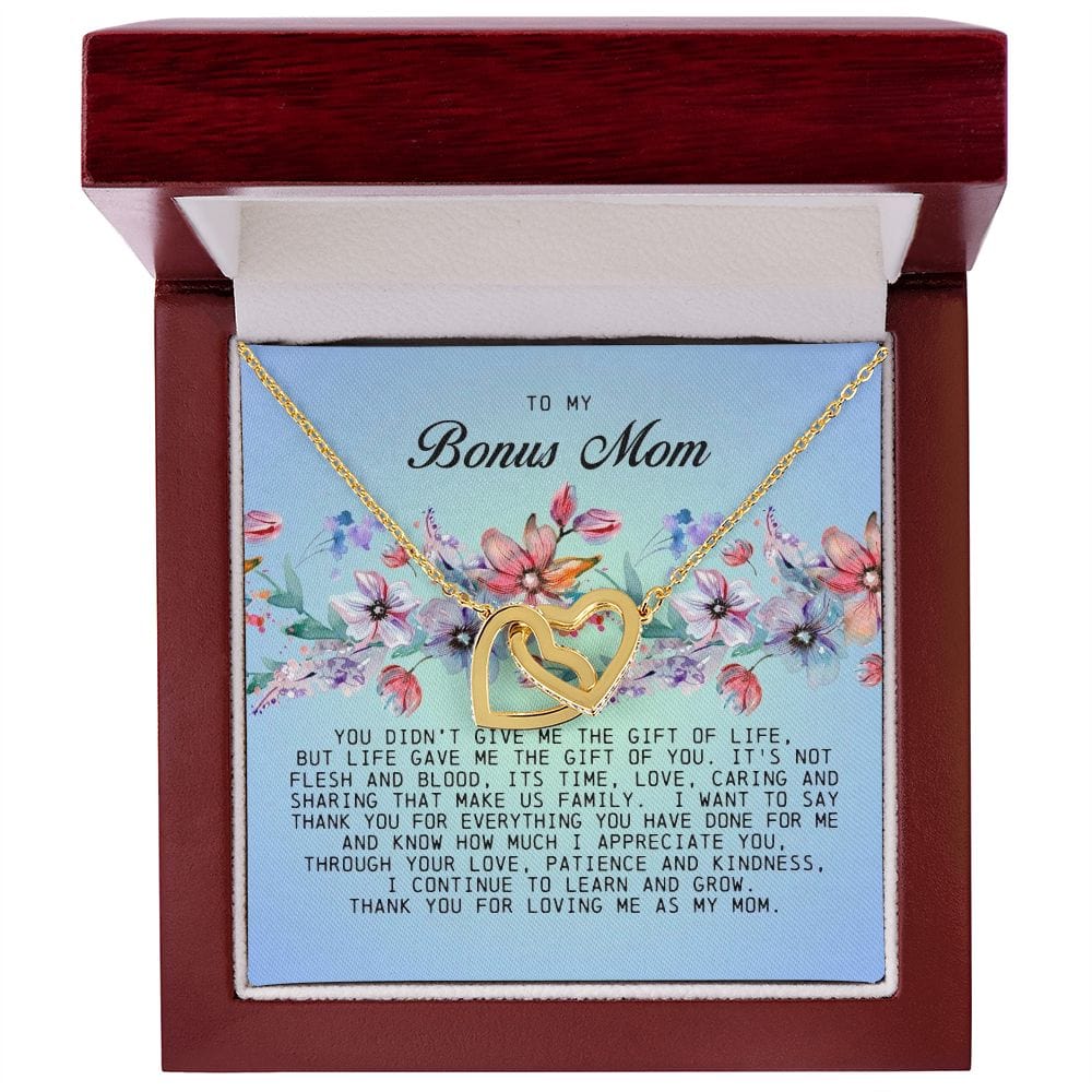 To My Bonus Mom, Interlocking Hearts Necklace