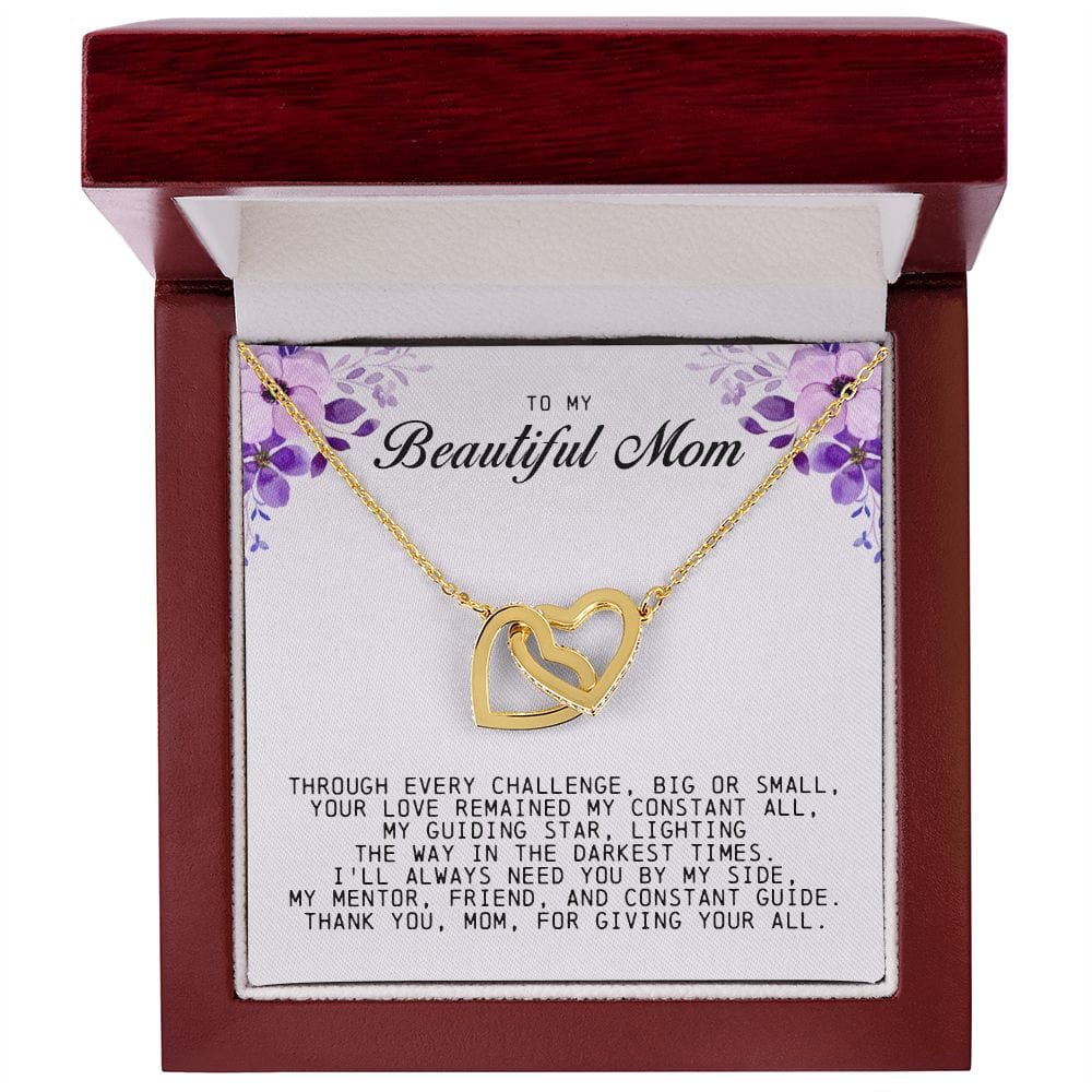 To my Beautiful Mom, Interlocking Hearts Necklace, Mother's Day Gift