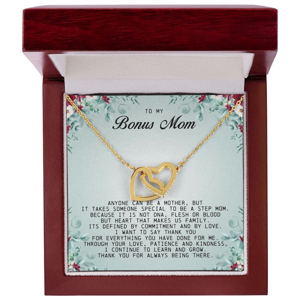 To My Bonus Mom, Interlocking Hearts Necklace