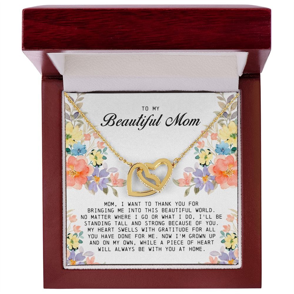 To My Beautiful Mom, Interlocking Hearts Necklace