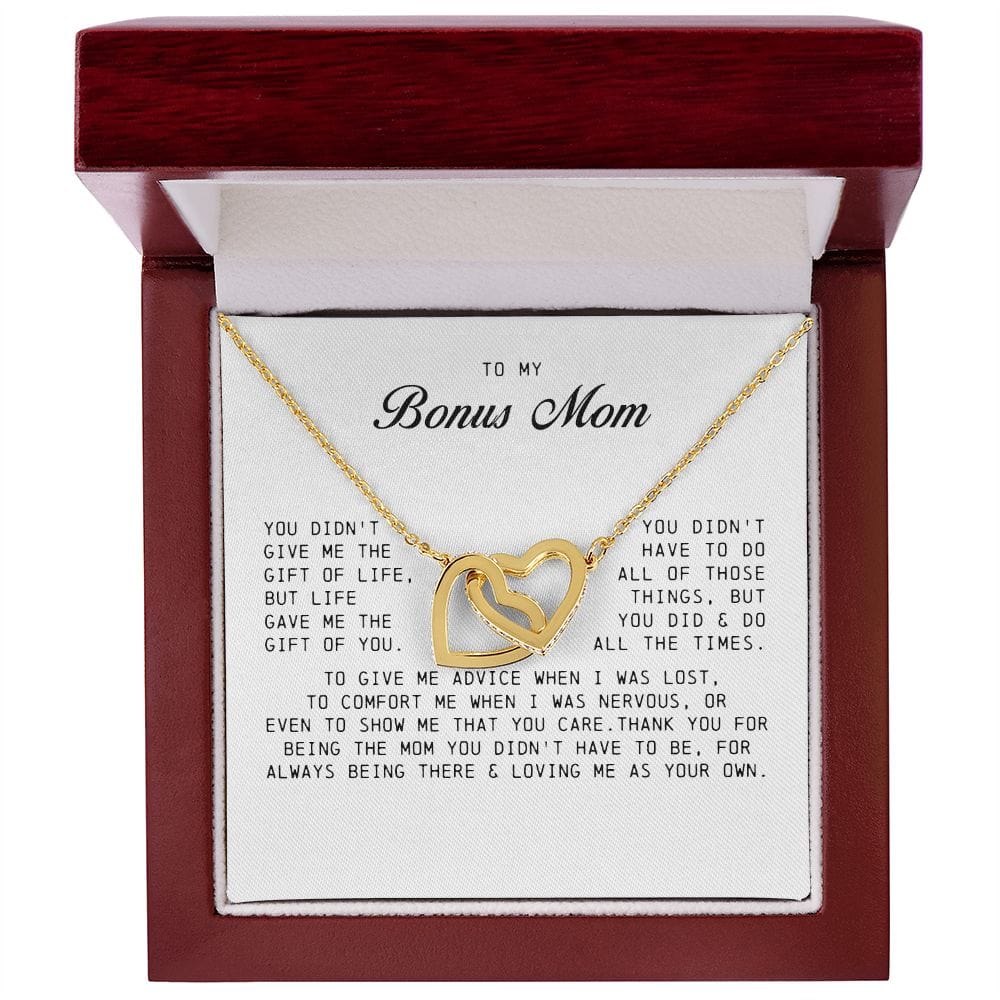 To My Bonus Mom, Interlocking Hearts Necklace