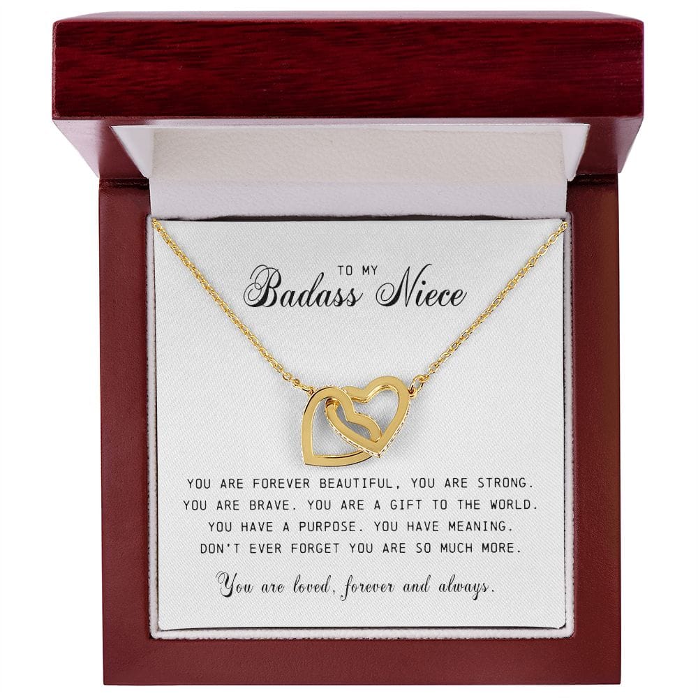 To My Badass Niece, Interlocking Hearts Necklace