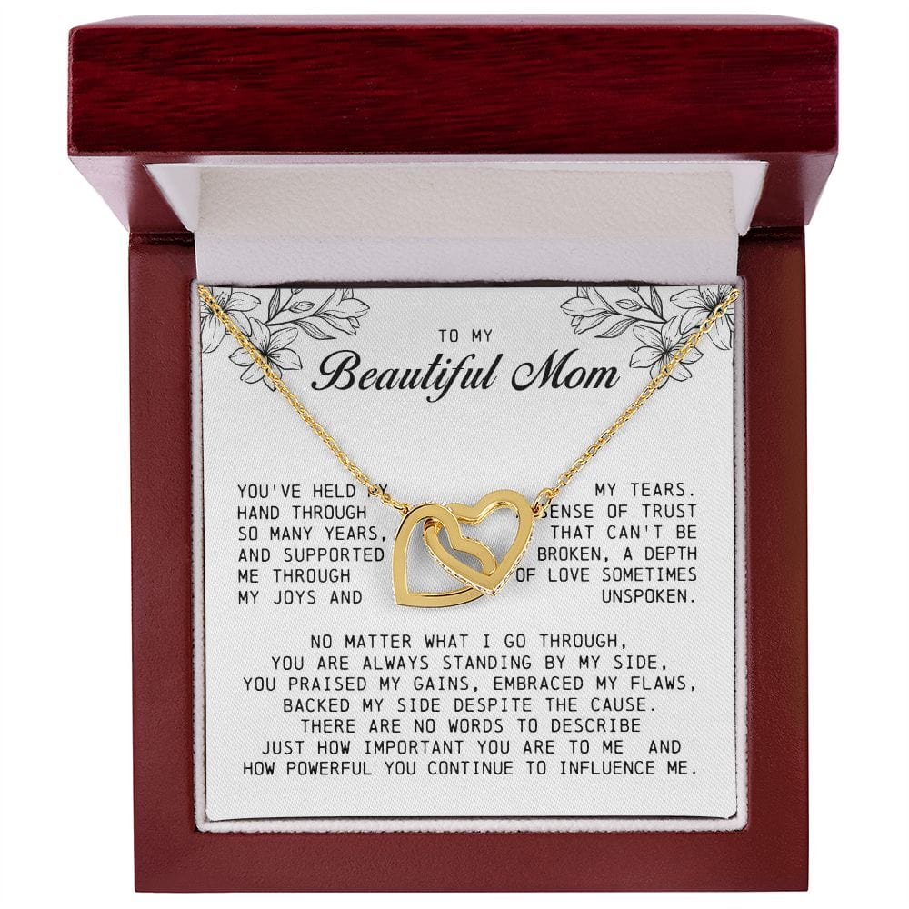 To my Beautiful Mom, Interlocking Hearts Necklace, Mother's Day Gift
