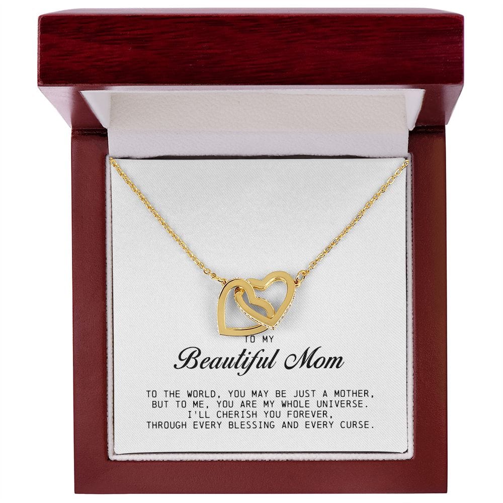To my Beautiful Mom, Interlocking Hearts Necklace, Mother's Day Gift