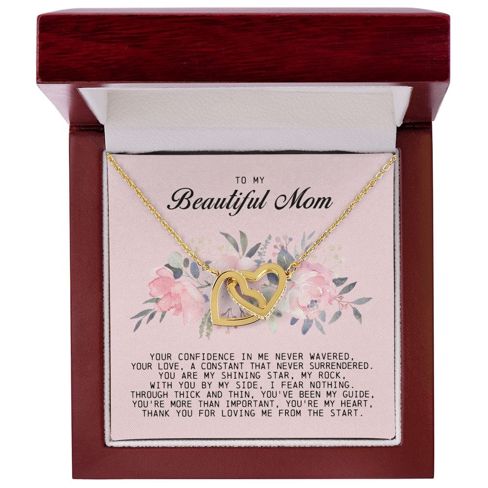 To my Beautiful Mom, Interlocking Hearts Necklace, Mother's Day Gift