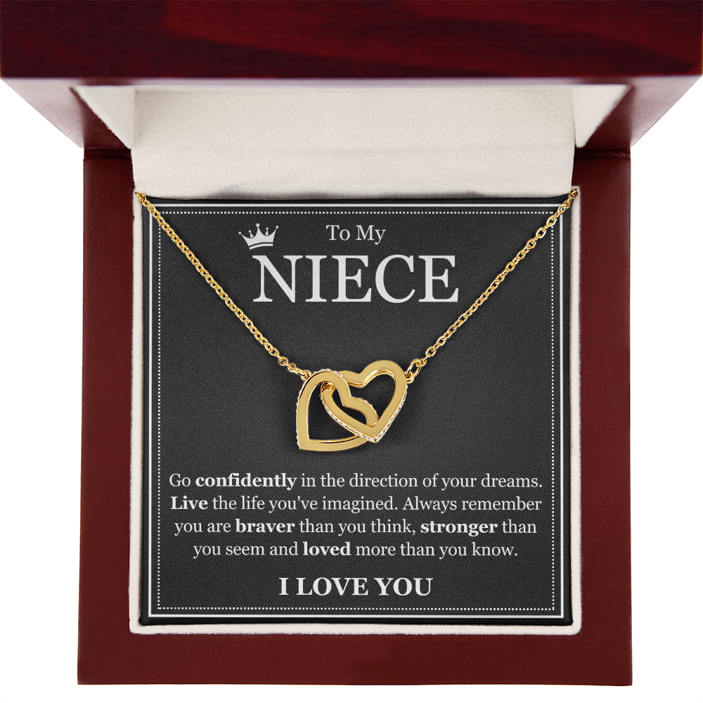 Interlocking Hearts Necklace - To My Niece "Live The Life You've Imagined"