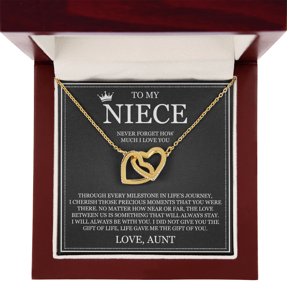 Interlocking Hearts Necklace - To My Niece "Never Forget How Much I Love You"