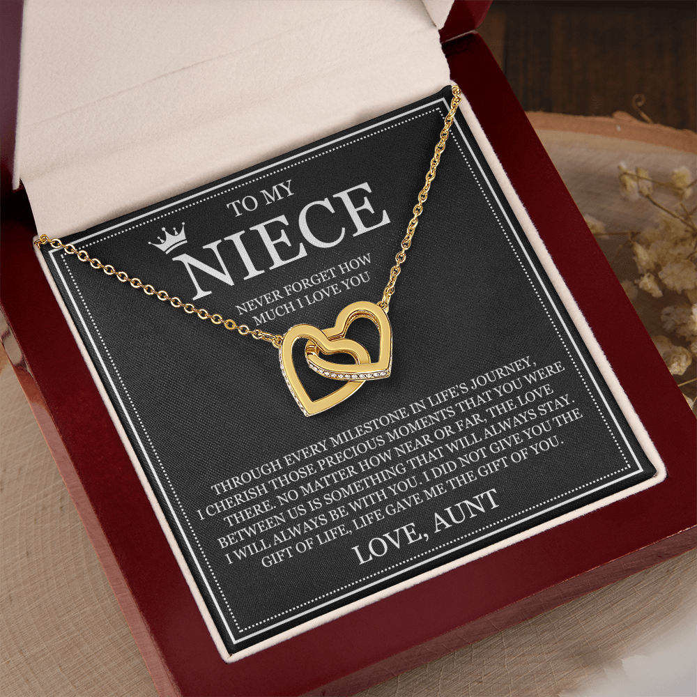 Interlocking Hearts Necklace - To My Niece "Never Forget How Much I Love You"