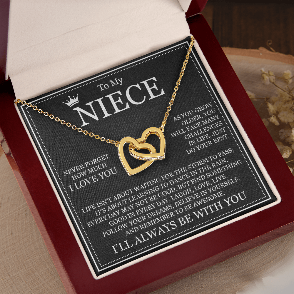Interlocking Hearts Necklace - To My Niece "Never Forget How Much I Love You"