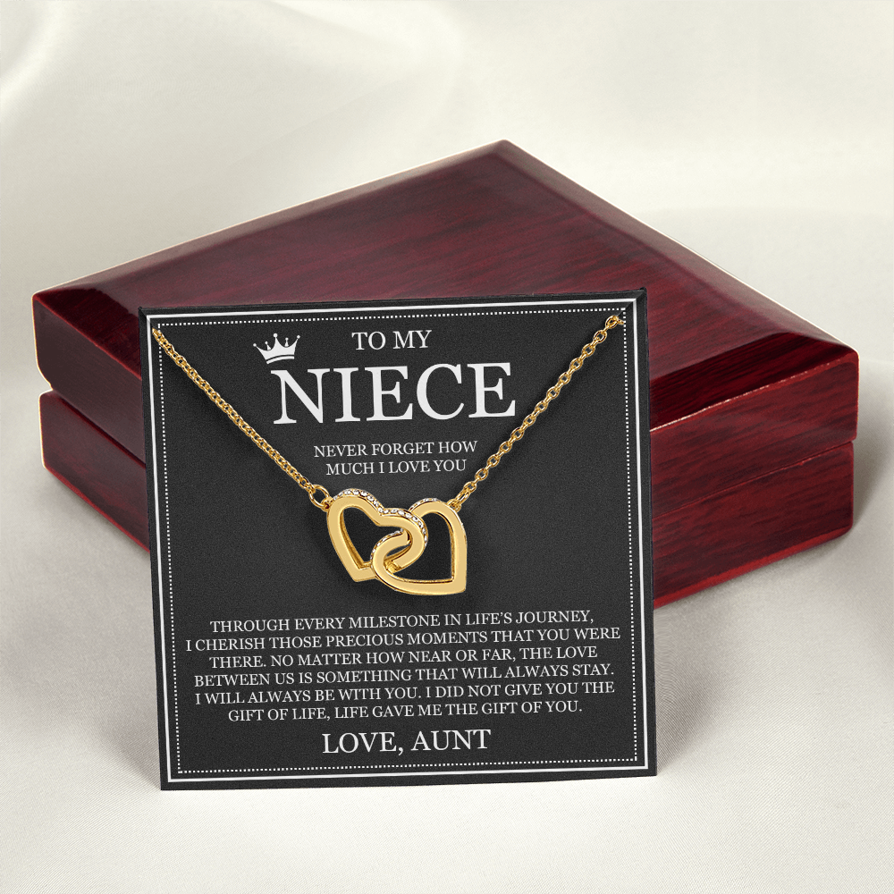 Interlocking Hearts Necklace - To My Niece "Never Forget How Much I Love You"