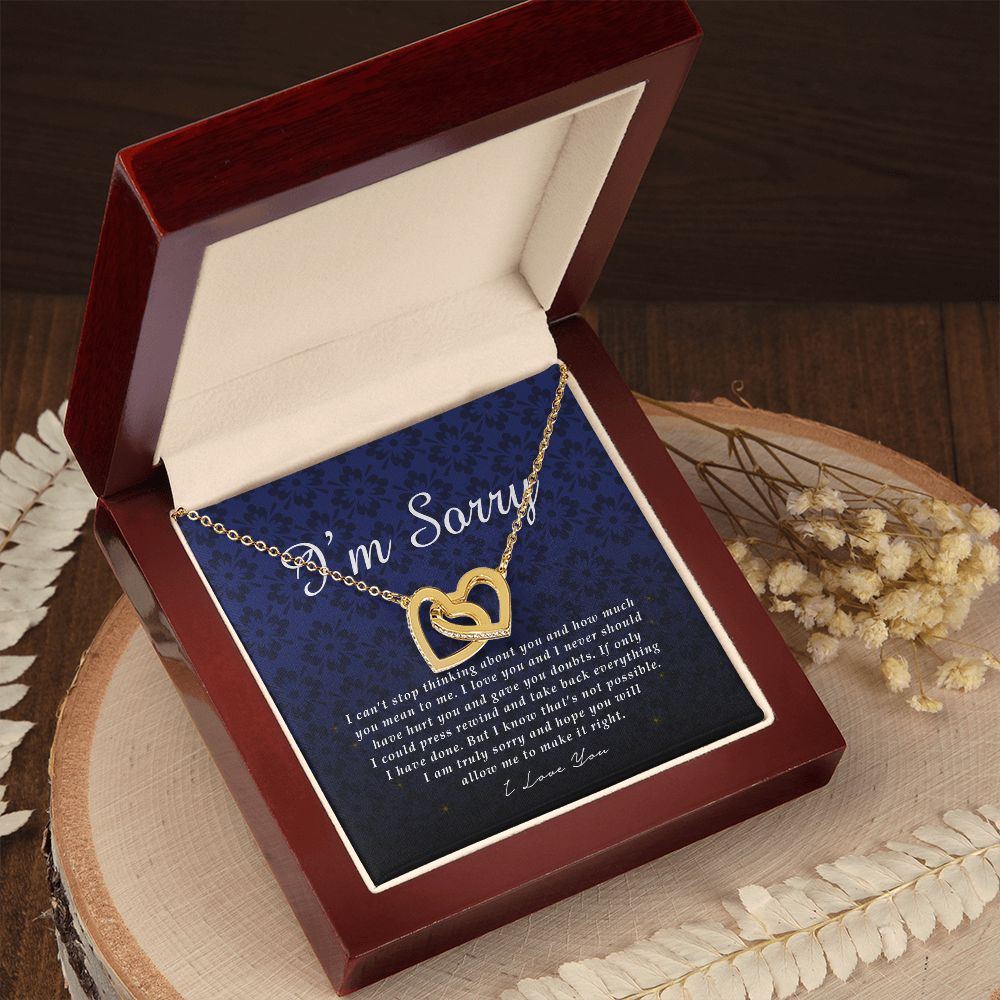 Interlocking Heart Necklace, I'm Sorry Card, Apology Gift For Her, Forgiveness Gift, I’m Sorry Gift For Wife, Girlfriend Apology Gift, Gift To Say Sorry, Unique Jewelry Card For Her