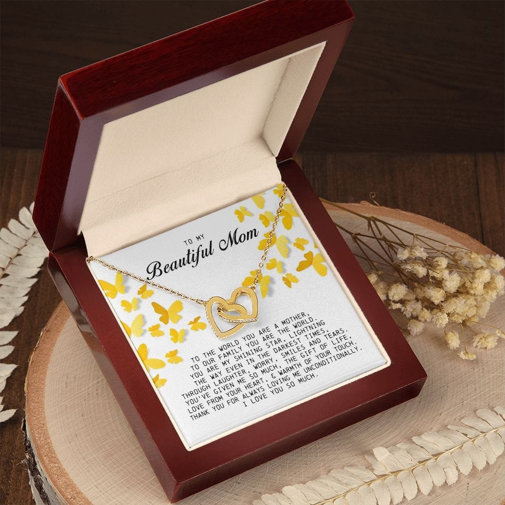 To my Beautiful Mom, Interlocking Hearts Necklace, Mother's Day Gift